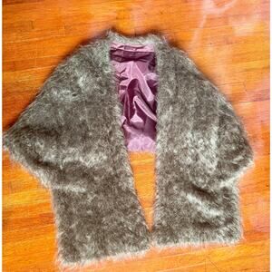 Vintage 50's 60's Brown Fuzzy Mohair Wrap Mob Wife Rare Unique Layering Shawl